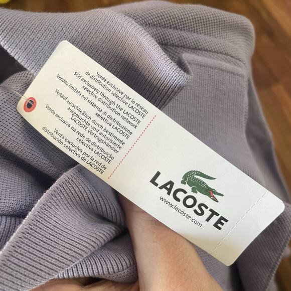 NWT Lacoste Men’s Purple Short Sleeve Classic Fit Pique Polo Shirt Size 4XL - Picture 5 of 9